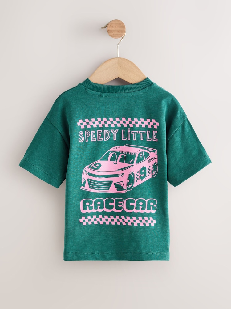 Green/Pink Race Car - تيشرت بكُم قصير مزين بطبعة على الظهر (3 شهور-7 سنوات) - صورة 2 من 4 Green/Pink Race Car - تيشرت بكُم قصير مزين بطبعة على الظهر (3 شهور-7 سنوات) - صورة 2 من 4