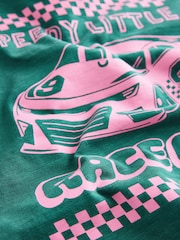 Green/Pink Race Car Short Sleeve Back Print T-Shirt (3mths-7yrs) - Image 4 of 4