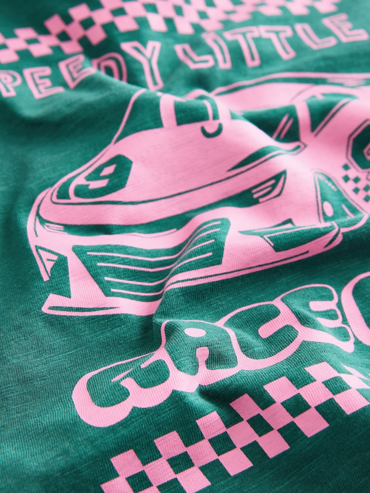 Green/Pink Race Car - تيشرت بكُم قصير مزين بطبعة على الظهر (3 شهور-7 سنوات) - صورة 4 من 4 Green/Pink Race Car - تيشرت بكُم قصير مزين بطبعة على الظهر (3 شهور-7 سنوات) - صورة 4 من 4