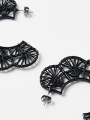 Oliver Bonas Black Large Amani Scalloped Hoop Earrings - Image 3 of 4