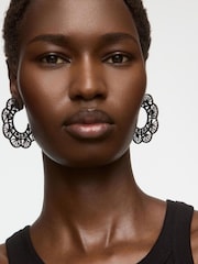 Oliver Bonas Black Large Amani Scalloped Hoop Earrings - Image 4 of 4