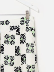 Oliver Bonas White Floral Print Tile Midi Skirt - Image 4 of 5