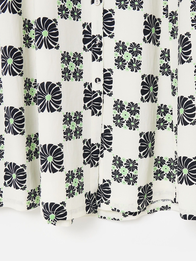Oliver Bonas White Floral Print Tile Midi Skirt - Image 5 of 5