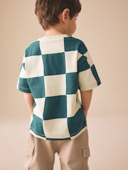 Green/White Wavy Checkerboard Short Sleeve All-Over Print T-Shirt (3 Month-7 Years) (3mths-7yrs) - Image 2 of 7