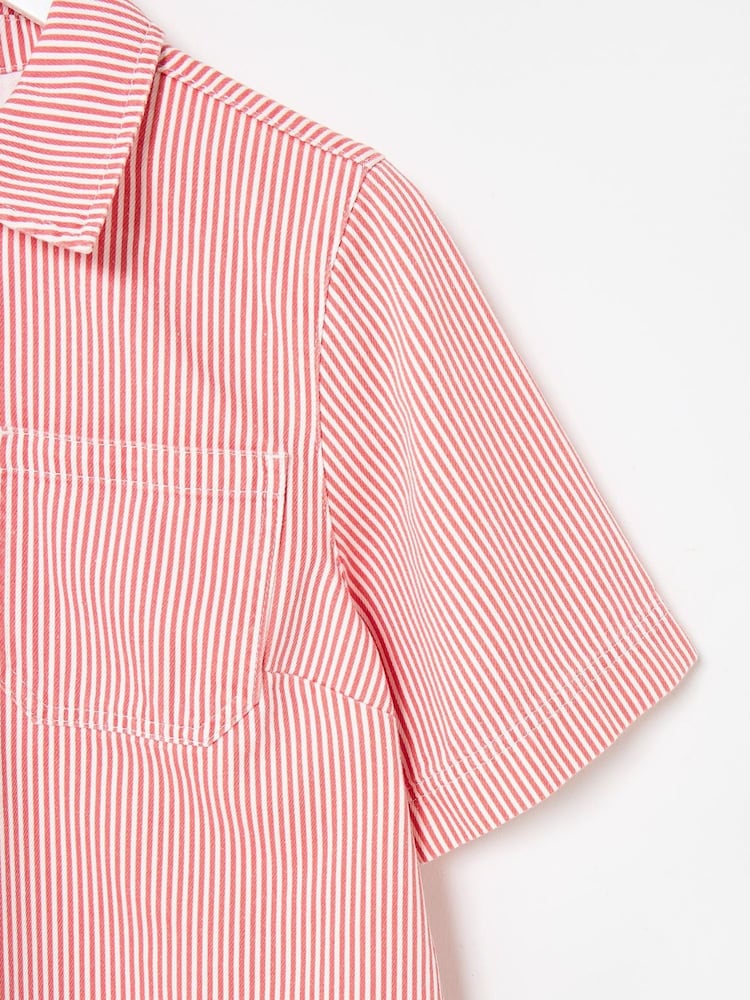 Buy Oliver Bonas Red Striped Denim Half Zip Mini Dress from Next USA