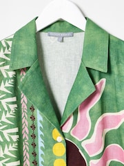 Oliver Bonas Green Sun Print Short Sleeve Shirt - Image 3 of 5