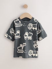 Escavadeira preta e branca - Short Sleeve All-Over Print T-Shirt (3mths-7yrs) (3mths-7yrs) - Imagem 1 de 4