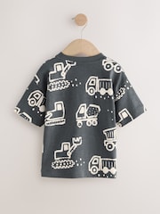 Escavadeira preta e branca - Short Sleeve All-Over Print T-Shirt (3mths-7yrs) (3mths-7yrs) - Imagem 2 de 4