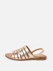 Oliver Bonas Gold Metallic Leather Gladiator Sandals - Image 1 of 6