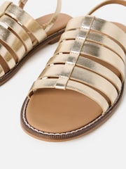 Oliver Bonas Gold Metallic Leather Gladiator Sandals - Image 3 of 6
