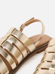 Oliver Bonas Gold Metallic Leather Gladiator Sandals - Image 4 of 6