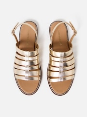 Oliver Bonas Gold Metallic Leather Gladiator Sandals - Image 6 of 6