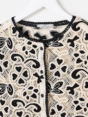 Oliver Bonas Black Crochet Button Up Waistcoat - Image 3 of 5