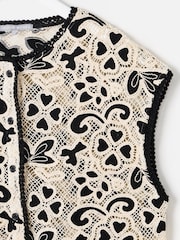 Oliver Bonas Black Crochet Button Up Waistcoat - Image 4 of 5