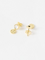 Oliver Bonas Gold Tone Adeline Mother of Pearl Disc Drop Earrings - Image 3 of 5