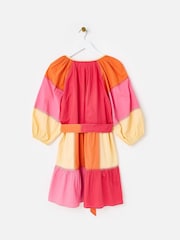 Oliver Bonas Pink Patchwork Tie Waist Mini Dress - Image 2 of 6