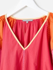 Oliver Bonas Pink Patchwork Tie Waist Mini Dress - Image 3 of 6