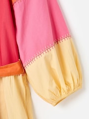 Oliver Bonas Pink Patchwork Tie Waist Mini Dress - Image 5 of 6