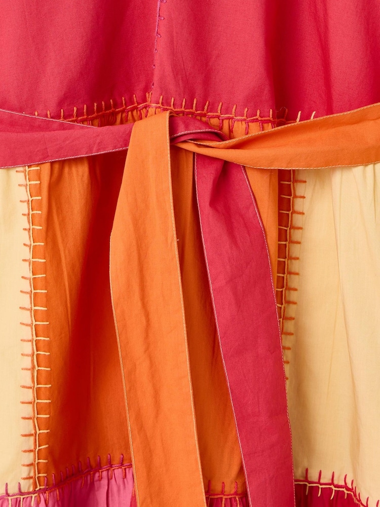 Oliver Bonas Pink Patchwork Tie Waist Mini Dress - Image 6 of 6