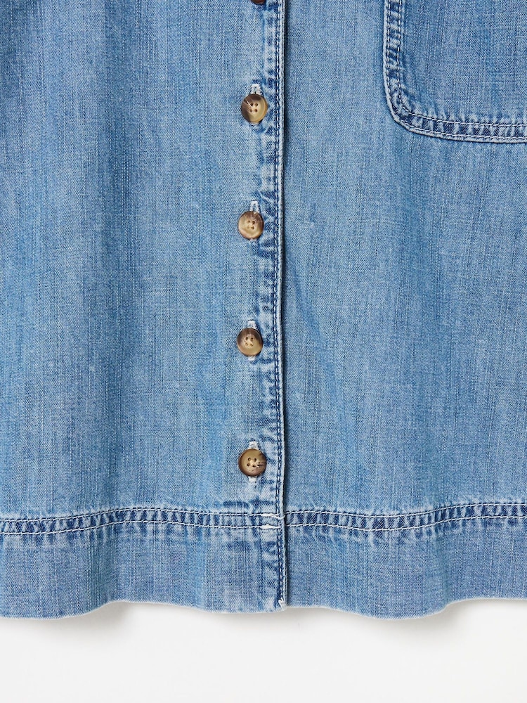 Oliver Bonas Blue Denim Short Sleeve Shirt - Image 6 of 7