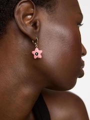 Oliver Bonas Pink Kailea Ceramic Fish & Starfish Charm Huggie Earrings 4 Pack - Image 6 of 6