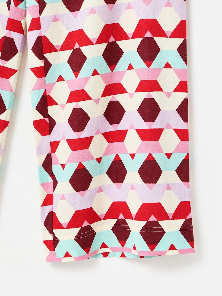 Oliver Bonas Red Geometric Wide Leg Trousers - Image 5 of 5