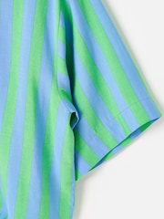 Oliver Bonas Green Striped Tie Front Short Sleeve Shirt - Image 4 of 5
