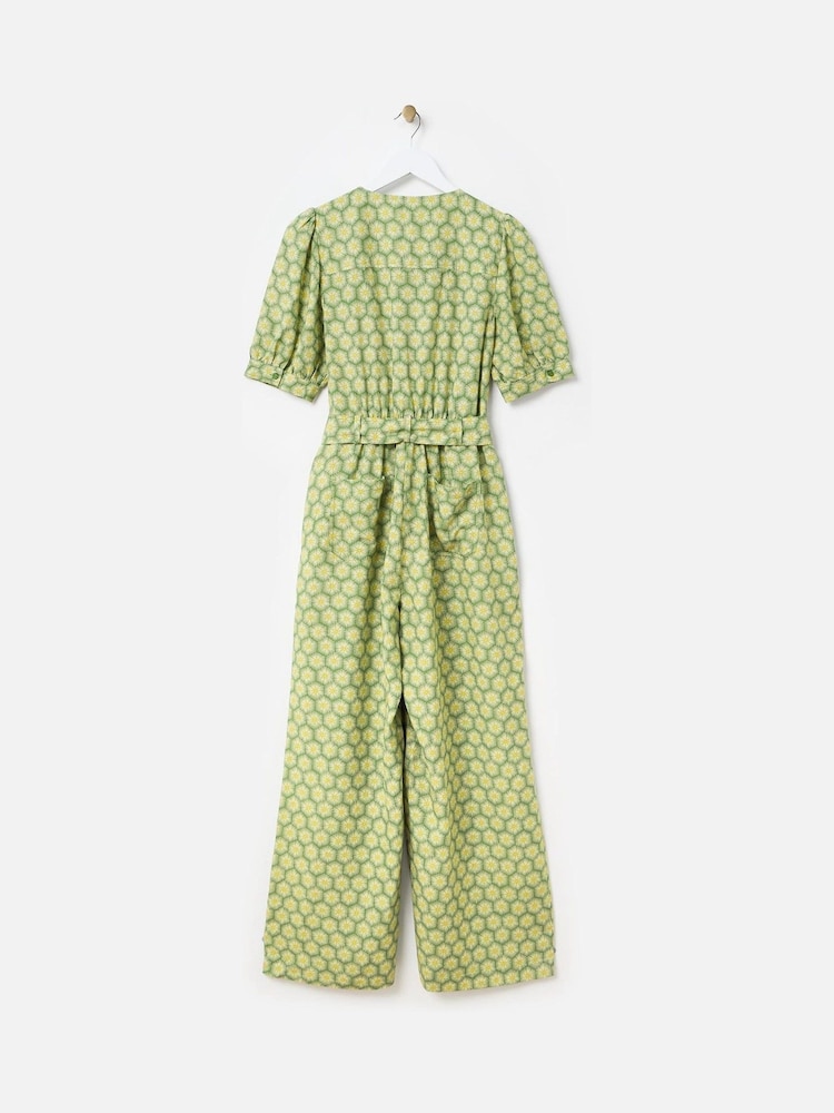Oliver Bonas Green Sunburst Print Tie Waist Jumpsuit - Image 2 of 6