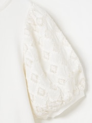 Oliver Bonas White Woven Puff Sleeve Top - Image 4 of 4