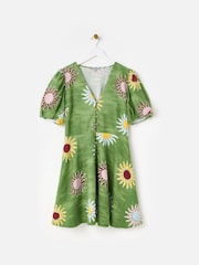 Oliver Bonas Green Summer Sun Linen Blend Mini Dress - Image 1 of 6