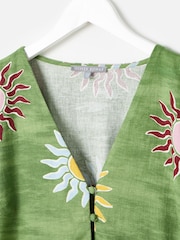 Oliver Bonas Green Summer Sun Linen Blend Mini Dress - Image 3 of 6
