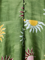 Oliver Bonas Green Summer Sun Linen Blend Mini Dress - Image 5 of 6