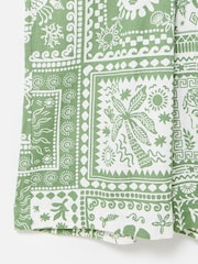 Oliver Bonas Green Summer Tile Print Linen Blend Jumpsuit - Image 8 of 8