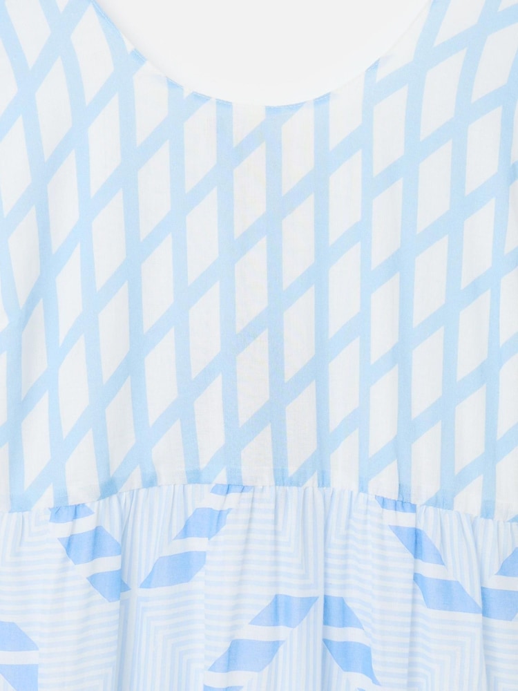 Buy Oliver Bonas Blue Geometric Tie Strap Tiered Midi Dress from the Next  UK online shop