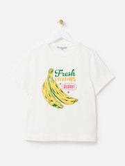 Oliver Bonas White Beaded Banana Graphic Print T-Shirt - Image 1 of 6