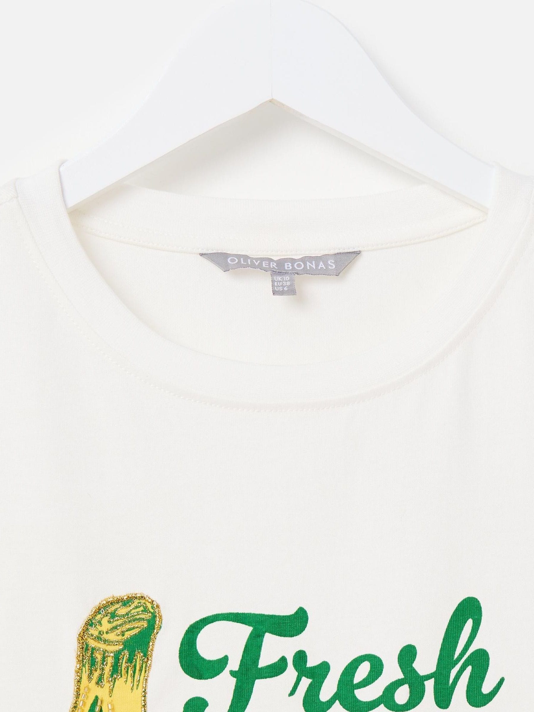 Buy Oliver Bonas White Beaded Banana Graphic Print T-Shirt from