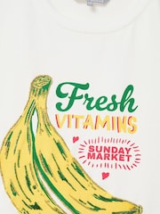 Oliver Bonas White Beaded Banana Graphic Print T-Shirt - Image 6 of 6