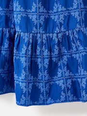 Oliver Bonas Blue Floral Print Broderie Tile Midi Skirt - Image 5 of 5