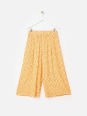 Oliver Bonas Orange Sunburst Print Cropped Wide Leg Trousers - Image 1 of 5