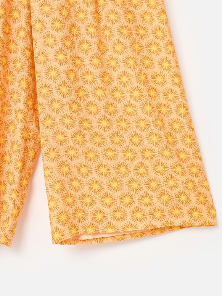 Oliver Bonas Orange Sunburst Print Cropped Wide Leg Trousers - Image 5 of 5