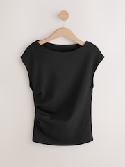 Black Jersey Drape T-Shirt - Image 1 of 3