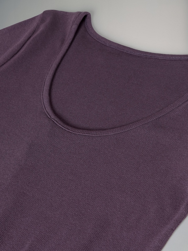 The Set Black/Plum Purple/Chocolate Brown 3 Pack Scoop Back Ribbed Bodycon Dress - Image 3 of 3