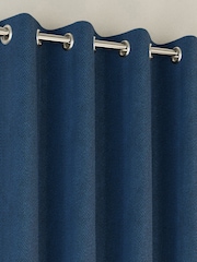 Enhanced Living Navy Chester Thermal Blackout Eyelet Curtains - Image 2 of 4