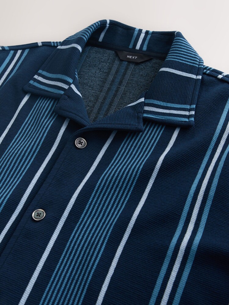 Navy Regular Fit Stripe Short Sleeve Jersey Shirt - Image 7 of 7 Navy Regular Fit Stripe Short Sleeve Jersey Shirt - Image 7 of 7