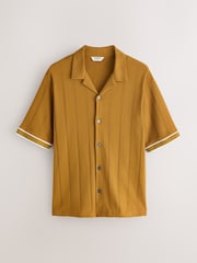 أصفر شاحب - قميص جيرسيه بملمس بارز بكُم قصير وحواف متباينة - صورة 5 من 7