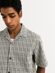 Sage Green Regular Fit N. Premium Short Sleeve Geometric Print Jersey Smart Shirt - Image 1 of 7