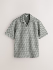 Sage Green Regular Fit N. Premium Short Sleeve Geometric Print Jersey Smart Shirt - Image 5 of 7