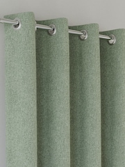Enhanced Living Green Austin Blackout Thermal Linen Look Pair of Eyelet Curtains - Image 2 of 5