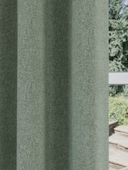 Enhanced Living Green Austin Blackout Thermal Linen Look Pair of Eyelet Curtains - Image 3 of 5