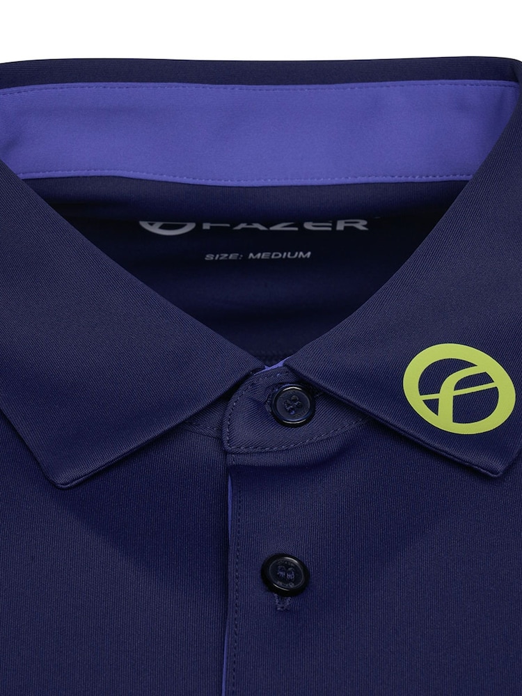 Fazer Mens Blue Hayrose Colour Block Golf Polo Shirt - Image 3 of 3